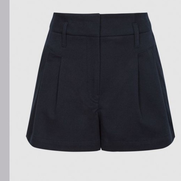 Reiss April cotton pleat front navy blue shorts 8 NWT - Picture 2 of 9